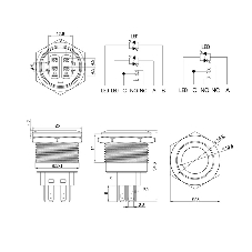 Кнопка антивандальная Rexant Ø22 12В Б/Фикс (5с) (ON)-OFF/(OFF)-ON подсв/синяя