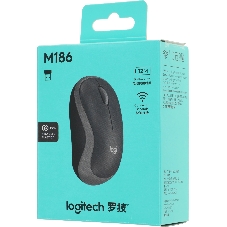 Мышь беспроводная Logitech M186 черный/серый, 1000 dpi, радиоканал, USB, кнопки - 3