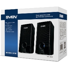 Колонки SVEN 318 черный USB-порт ПК, ноутбука или адаптер 5V DC