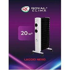 Радиатор масляный Royal Clima Laggio Nero ROR-LN7-1500M белый, 20 м², 1500 Вт, термостат