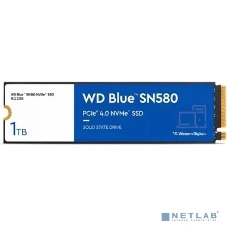 Накопитель SSD WD 1Tb Blue SN580 NVMe, M.2(22x80мм), NVMe, PCIe 3.0 x4, 3D TLC, R/W 3500/3000MB/s, IOPs 460 000/45 600TBW