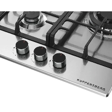 Варочная панель Kuppersberg FS 46 X, газ, High-Tech, 45 см, автоматический электроподжиг, газ-контроль, форсунки под сжиженый газ, SABAF конфорки, чугунные решетки, цвет нержавеющая сталь, цвет фурнитуры черный