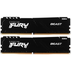 Оперативная память Kingston Fury Beast, DDR4, 32GB (1x32GB), 3200MHz, CL16, DIMM, с радиатором, RGB, черный