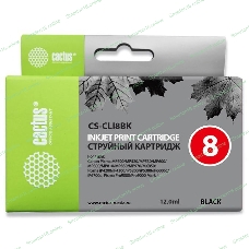 Картридж струйный Cactus CS-CLI8BK черный (12 мл) для Canon Pixma iP4200, iP5200, MP500, MP800, iP4300, iP5300, MP800, MP830, MP530, MP600, MP810, MP470, MX850, iP6600D, iP6700D, MP970, Pro9000, Pro9000 Mark II
