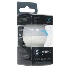 Лампа светодиодная Шар Gauss 7W 550lm 6500K Е27 шаг. диммирование LED