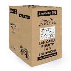 Кабель ExeGate UTP 4 пары кат.5e медь, 25AWG, бухта 305м, серый, PVC