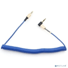 Кабель Cablexpert аудио 90˚ спиральный CCAB-02-35MMLC-1.8MU. 3.5 Jack (M)/3.5 Jack (M), синий, 1.8м, блистер