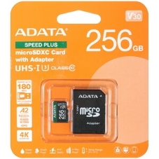 Флеш карта microSD ADATA 256Gb microSDXC Class 10 UHS-I U3 V30 A2 180/160 MB/s (SD адаптер)