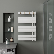 Полотенцесушитель дизайнерский электрический BAU Wind Hook White 80х50, подключение нижнее, белый ма