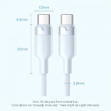 Кабель Vention USB 2.0 CM/CM - 1м. черный 3А PD60W