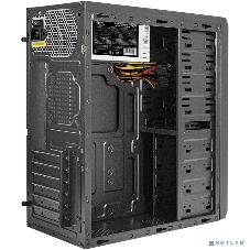 Компьютерный корпус Miditower ExeGate UN-605B-UNS450 (ATX, БП UNS450 с вент. 12см, 2*USB, аудио, блокировка, черный)
