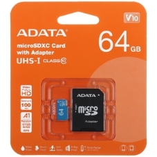 Флеш карта microSD A-DATA 64Gb microSDXC Class 10 UHS-I U3 V30 A2 160/140 MB/s (SD адаптер)