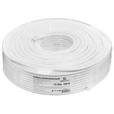Кабель коаксиальный Cablexpert, RG-6U-CU-1, 75 Ом, 64%, 0,8 мм, медь, белый, 100 м