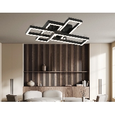 Потолочный светодиодный светильник Ambrella light FA1002/2+2 BK черный 65W 3000K-6400K 550*453*130 (ПДУ ИК)