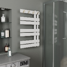 Полотенцесушитель дизайнерский электрический BAU Wind Hook White 80х50, подключение нижнее, белый ма