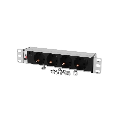 Блок роз Rem-10 без шнура с инд., 4 Sсhuko, вх IEC 60320 C14, 10A алюм. 10