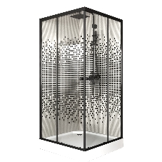 Душевой уголок BAU Stil квадратный с поддоном 90x90х195, прозрачное закаленное стекло с черным рисун