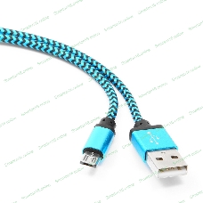 Кабель Gembird USB 2.0 Cablexpert AM/microBM 5P, 1м, нейлоновая оплетка, алюминиевые разъемы, синий, пакет