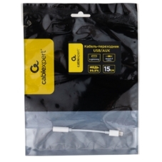 Кабель-переходник AUX Cablexpert CCA-LM3.5F-AL Lightning(M)/Jack3.5(F), алюминий+нейлон.оплётка, 0.15м, пакет
