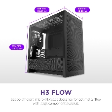 Корпус без блока питания Case NZXT H3 Flow (2025), Midi-Tower, TG, 1x120мм, 1xUSB-A 3.2 + 1xUSB-C 3.2, mATX, mITX черный