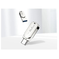 Флешка USB Netac U785 (NT03U785C-032G-30PN), 32Gb, USB 3.0/TypeC, R/W 110/45, серебристый