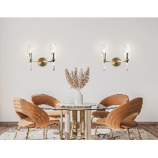 Настенный светильник Ambrella light LH55206/2 BS/CL латунь/прозрачный E14*2 max 40W 330*170*280