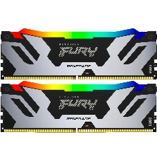 Оперативная память Kingston Fury Renegade, DDR5, 96Gb (2x48Gb), 6400MHz, CL32, DIMM, с радиатором, RGb, серебристый