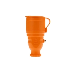 Розетка (колодка) Rexant влагозащищенная с крышкой 4 гнезда COMPACT, с/з, 16А, IP54, каучук, оранжевый