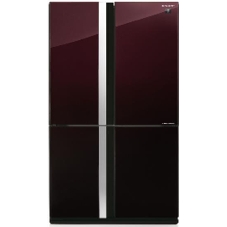 Холодильник Sharp SJ-GX98PRD темно-бордовый стекло трехкамерный Side by Side 394/211л морозилка снизу, No Frost, Side by Side