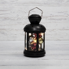 Декоративный фонарь Neon-night с шариками 12х12х20,6 см, черный корпус, теплый белый цвет свечения