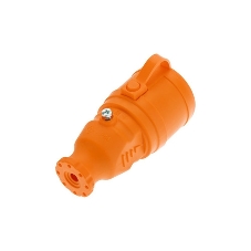 Розетка (колодка) Rexant влагозащищенная с крышкой 4 гнезда COMPACT, с/з, 16А, IP54, каучук, оранжевый