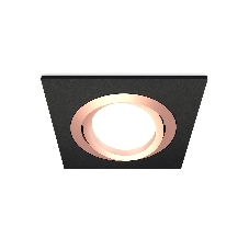 Комплект встраиваемого поворотного светильника Ambrella light XC7632084 SBK/PPG черный песок/золото розовое полированное MR16 GU5.3 (C7632, N7005)