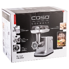 Мясорубка электрическая CASO FW 2000 серебристый, 2000 Вт, 2.5 кг/мин, реверс, защита от перегрузки, насадки - 5