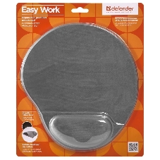 Коврик для мыши Defender гелевый Easy Work (серая лайкра) нескользящ.основа,260х225х5мм