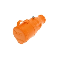 Розетка (колодка) Rexant влагозащищенная с крышкой 4 гнезда COMPACT, с/з, 16А, IP54, каучук, оранжевый