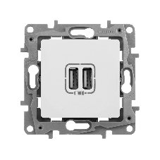 Зарядное устройство с двумя USB-разьемами 240В/5В 2400мА, Etika, белый Зарядное устройство с двумя USB-разьемами 240В/5В 2400мА, Etika, белый