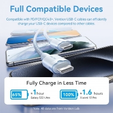 Кабель Vention USB 2.0 CM/CM - 1м. белый 3А PD60W