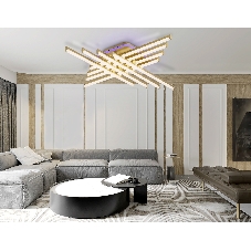 Потолочный светодиодный светильник Ambrella light FL6263 GD золото 115W 3000K-6400K+RGB 810*810*130 (ПДУ ИК)