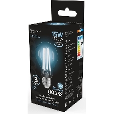 Лампа cветодиодная Gauss Filament А60 15W 1450lm 4100К Е27 LED 1/10/40