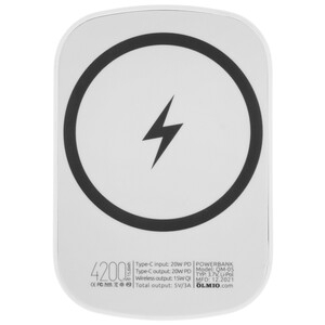 Портативный аккумулятор OLMIO QM-05, 4200mAh, 20W PowerDelivery, 15W wireless, белый
