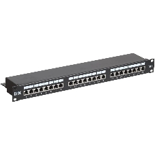 Патч-панель 1U кат.6 STP, 24 порта (IDC Dual), с кабельным органайзером ITK