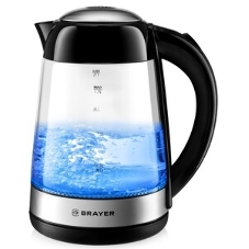 Чайник электрический BRAYER BR1012 2200 Вт, 1.7 л, высококач.стекло, подсвет, автоотключ при закипании
