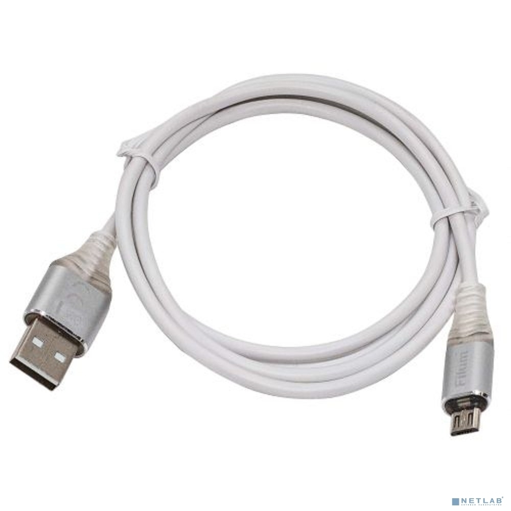 Кабель Filum USB 2.0 Pro, 1 м., 2A, индикатор заряда, разъемы: USB A male- USB micro B male, пакет. (FL-CPro-U2-AM-microBM-L1)