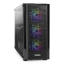 Компьютерный корпус Miditower ExeGate EVO-8227 (ATX, без БП, 2хUSB+1хUSB 3.0+HD Audio, черный, 3 вент. с RGb подсветкой, боковая панель - закаленное стекло)