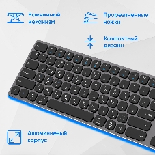 Клавиатура Oklick K867W беспроводная, Bluetooth, радиоканал, серый