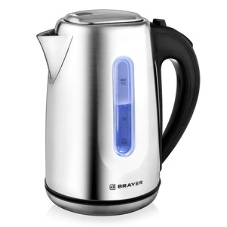 Чайник электрический BRAYER BR1014, 2200 Вт, 1.7 л, нержав.сталь, индикат. уровн. воды, автоотключ