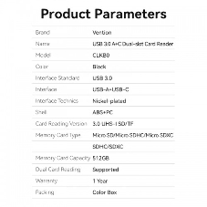 Кард-ридер Vention CLKB0/черный/SD,SDHC,SDXC,TF,micro-SD,micro-SDXC,miсro-SDHC/USB 3.0/Type C/OTG/пластик