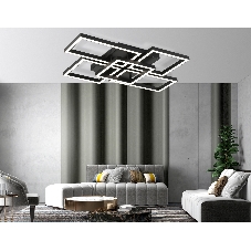 Потолочный светодиодный светильник Ambrella light FA1012/4+1 BK черный 90W 3000K-6400K 710*490*95 (ПДУ ИК)