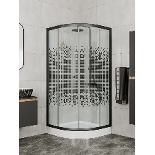 Душевой уголок BAU Dream с поддоном 80x80х195, прозрачное закаленное стекло с черной мозаикой 5 мм,