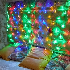 Новогодние светоукрашения Neon-night гирлянда-сеть LED 1х1.5 мМуЛЬТИ с контроллером, 240В